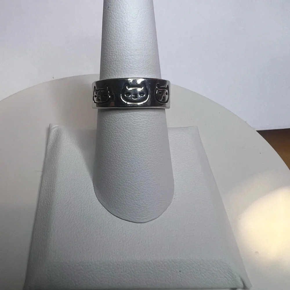 Brand New Silver Cat Face Ring